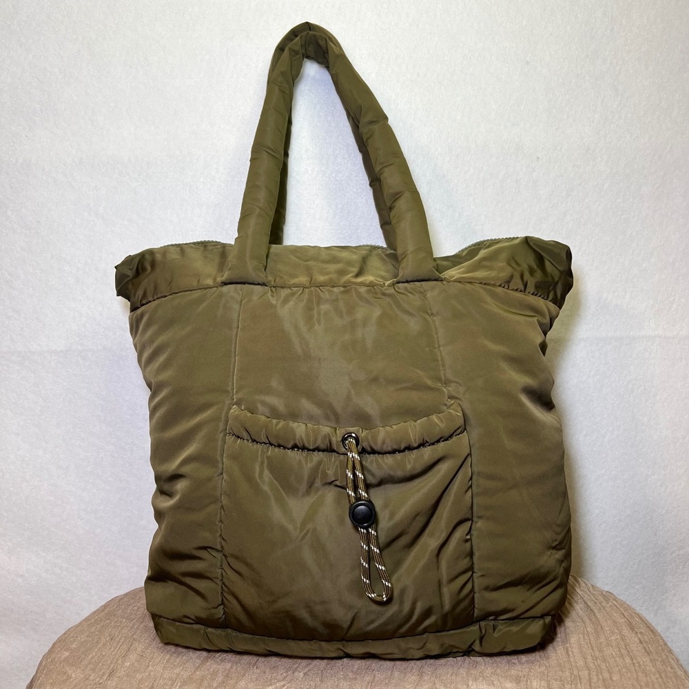 Urban Expressions Urban Fit Puffer Tote Bag Olive Quilted Earthy Gym Streetwear